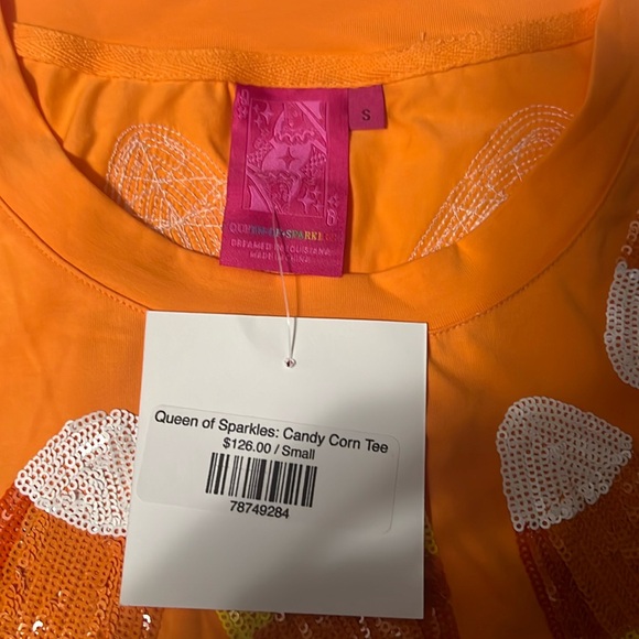 QUEEN OF SPARKLES | small Candy Corn top NWT - Picture 2 of 3